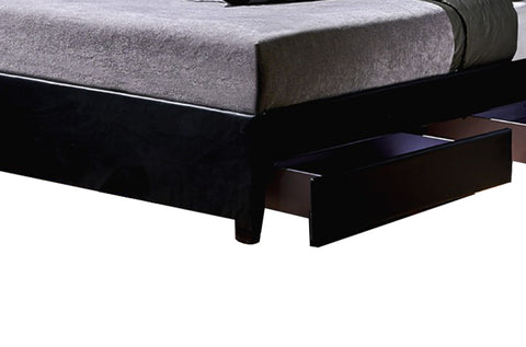 Doppelbett Schubkastenbett inkl. LED, Schubkasten und Lattenrost 180 x 200 cm Schwarz